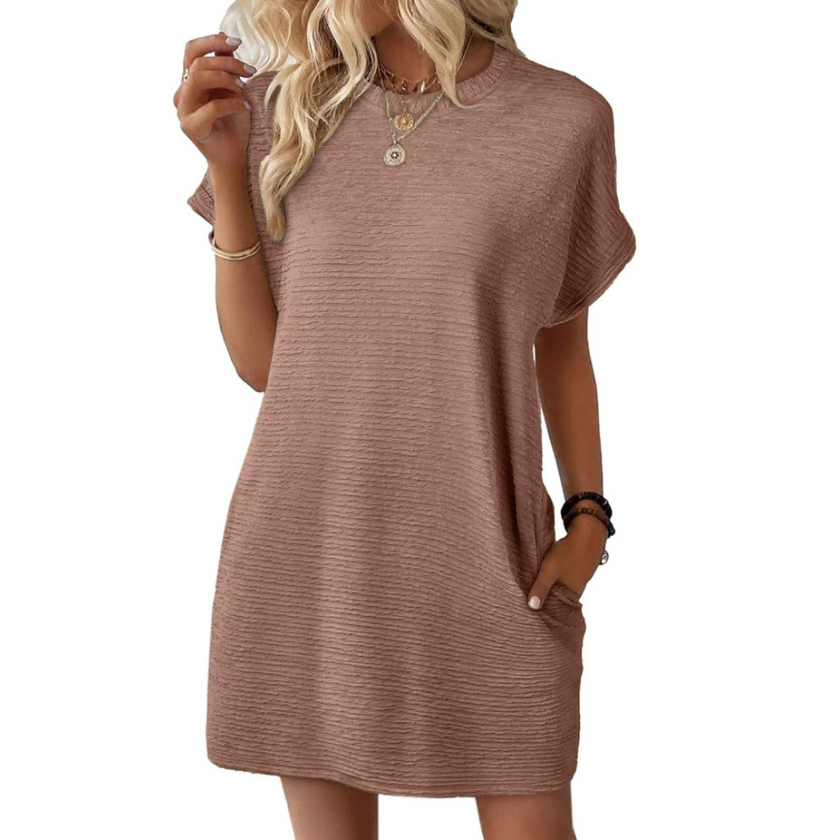 Maggie Short Sleeve T Shirt Dress with Pockets