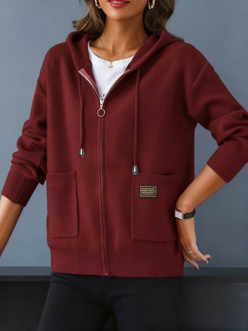 Women's Zip Up Hooded Cardigan, Lightweight Knit Hoodie with Pockets, S-L