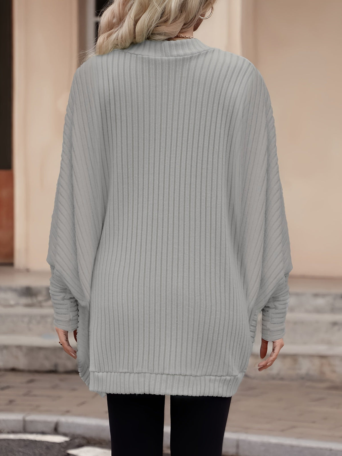 Women's Open Front Cardigan, Ribbed Knit Layering Cardigan