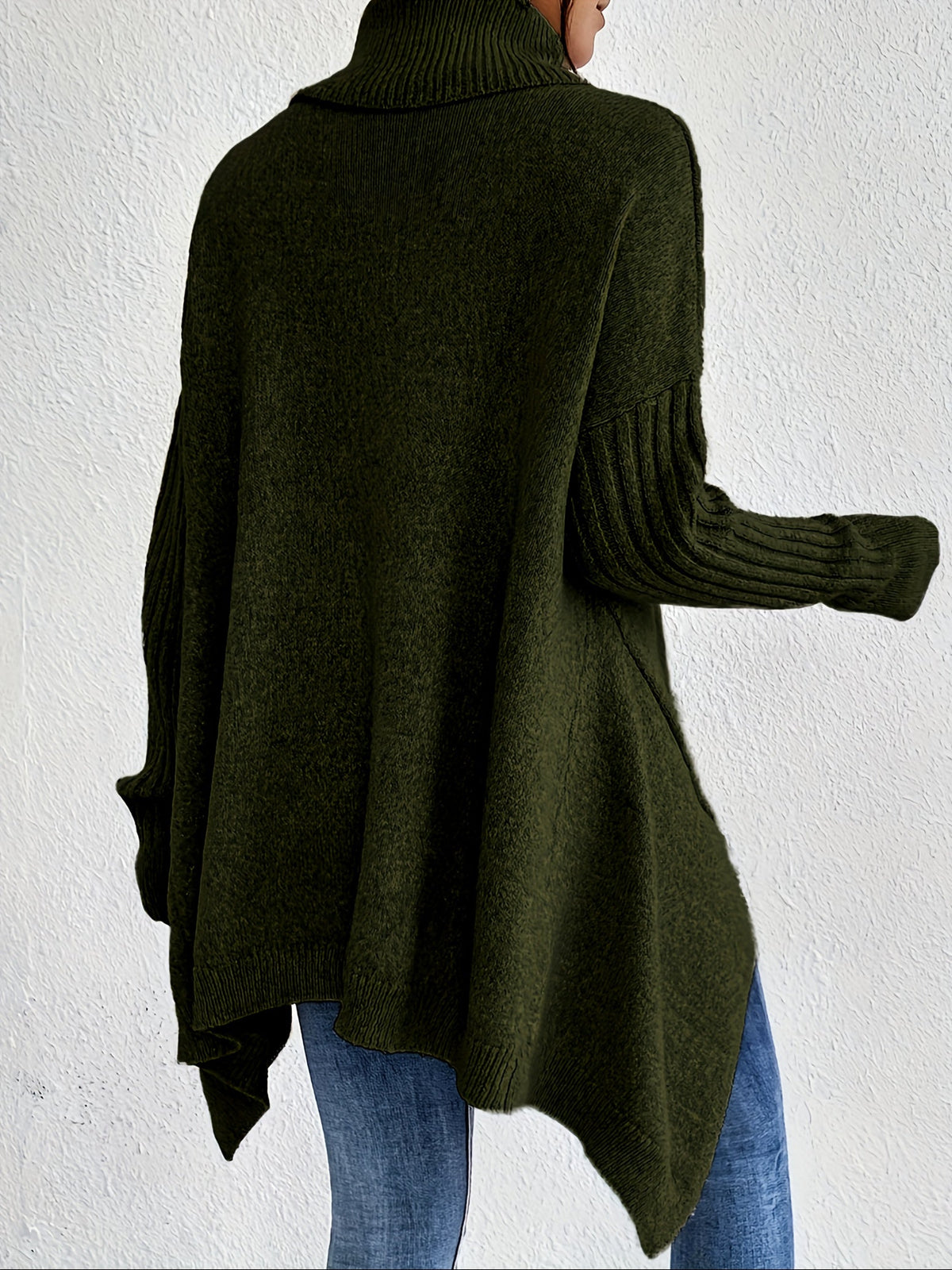 Women's Turtleneck Sweater, Relaxed High Neck Knit, S-2XL