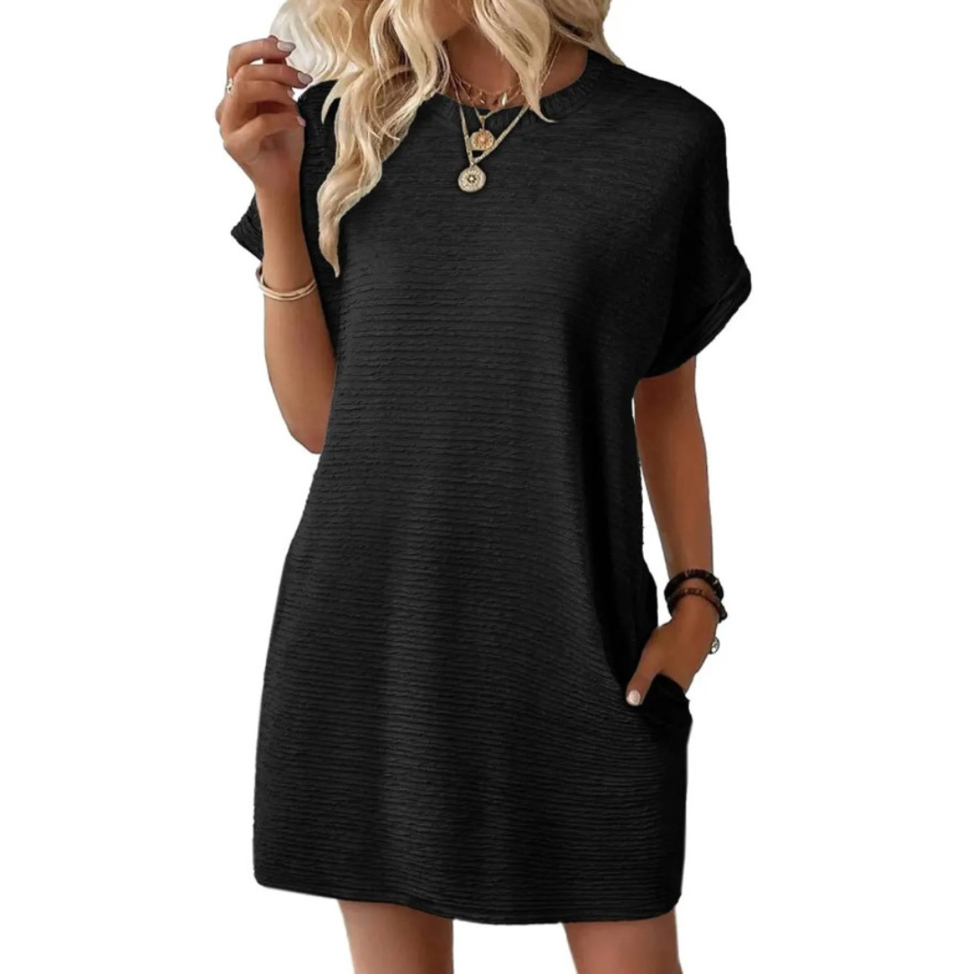 Maggie Short Sleeve T Shirt Dress with Pockets