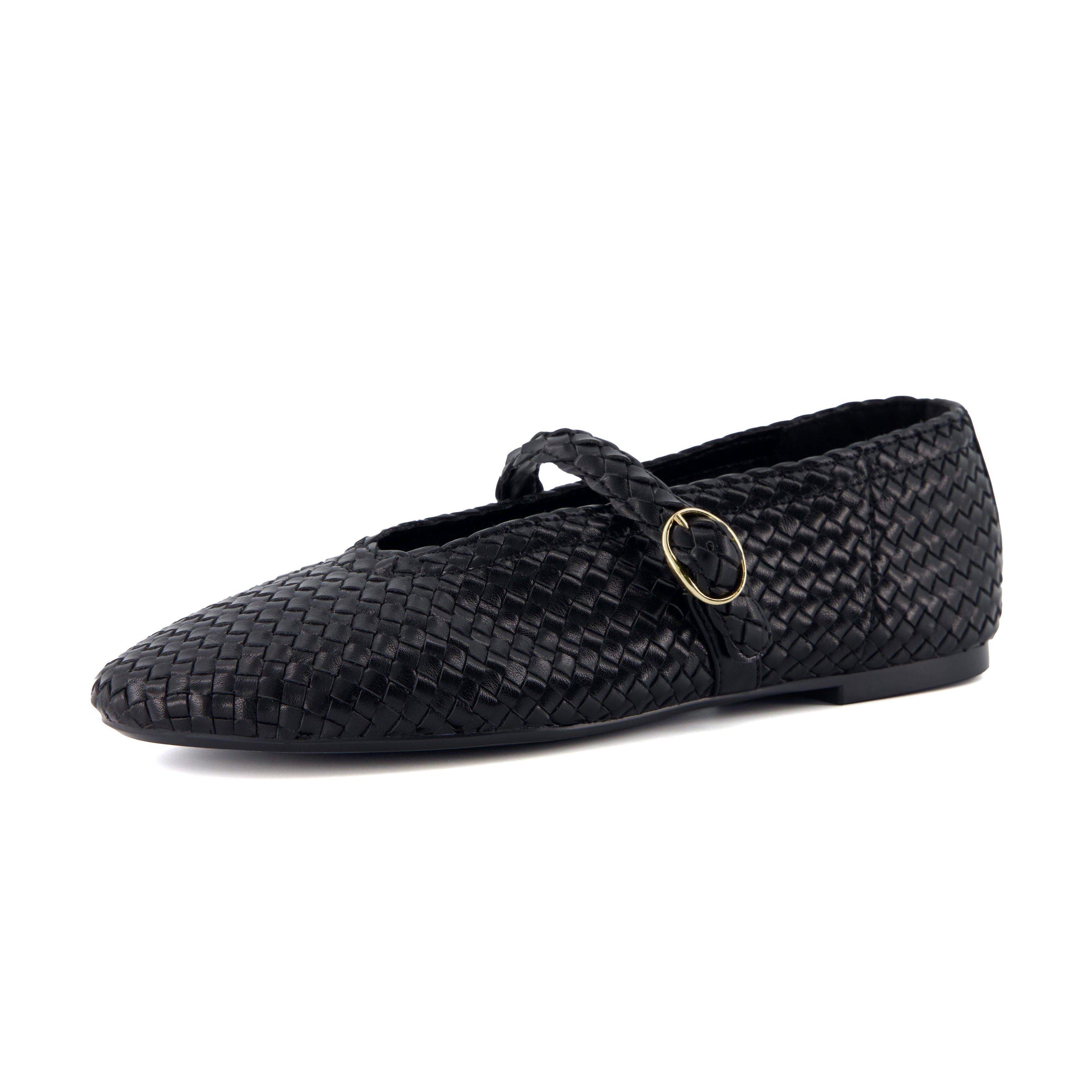 Bistro Woven Flats with Buckle Strap