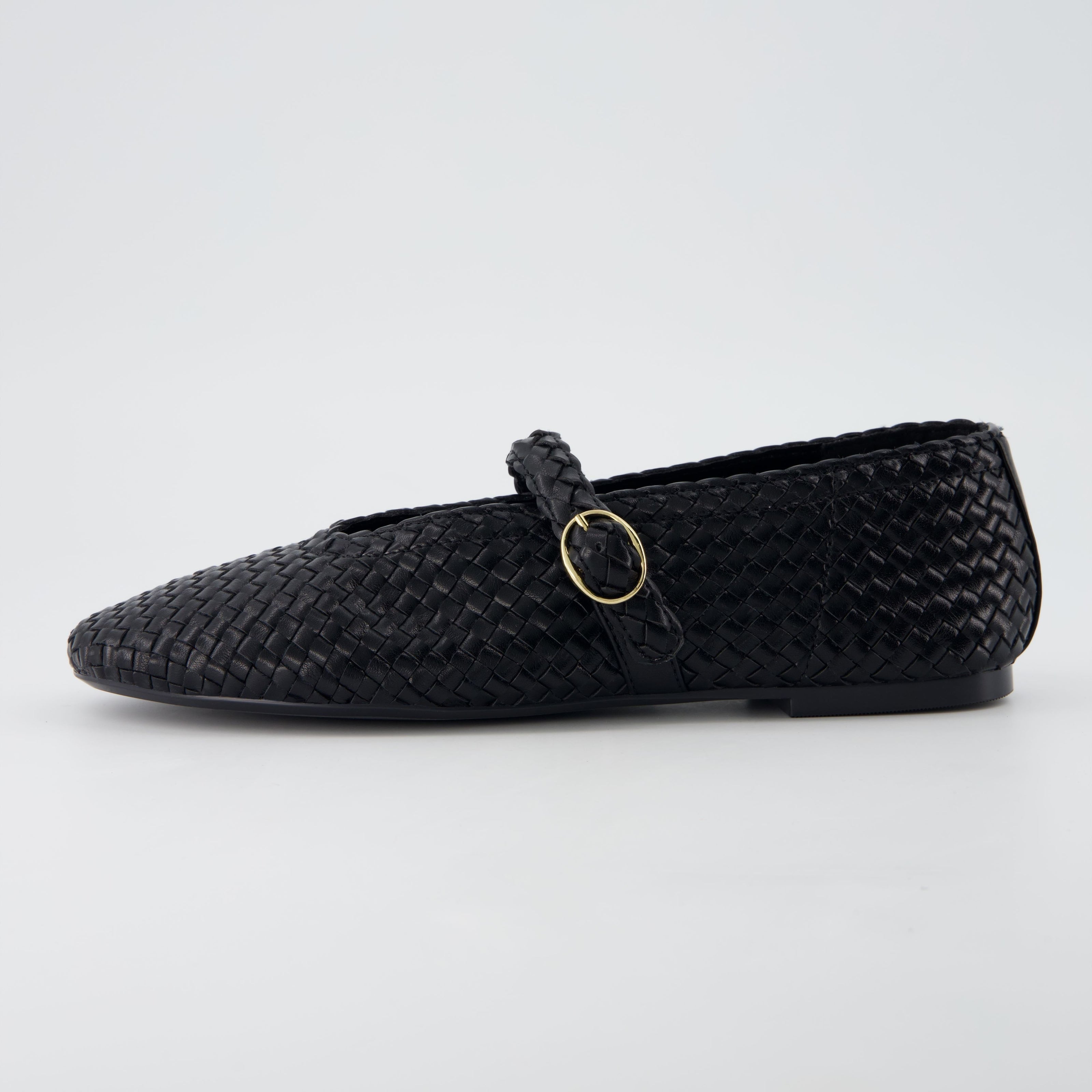 Bistro Woven Flats with Buckle Strap