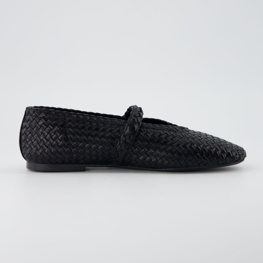 Bistro Woven Flats with Buckle Strap