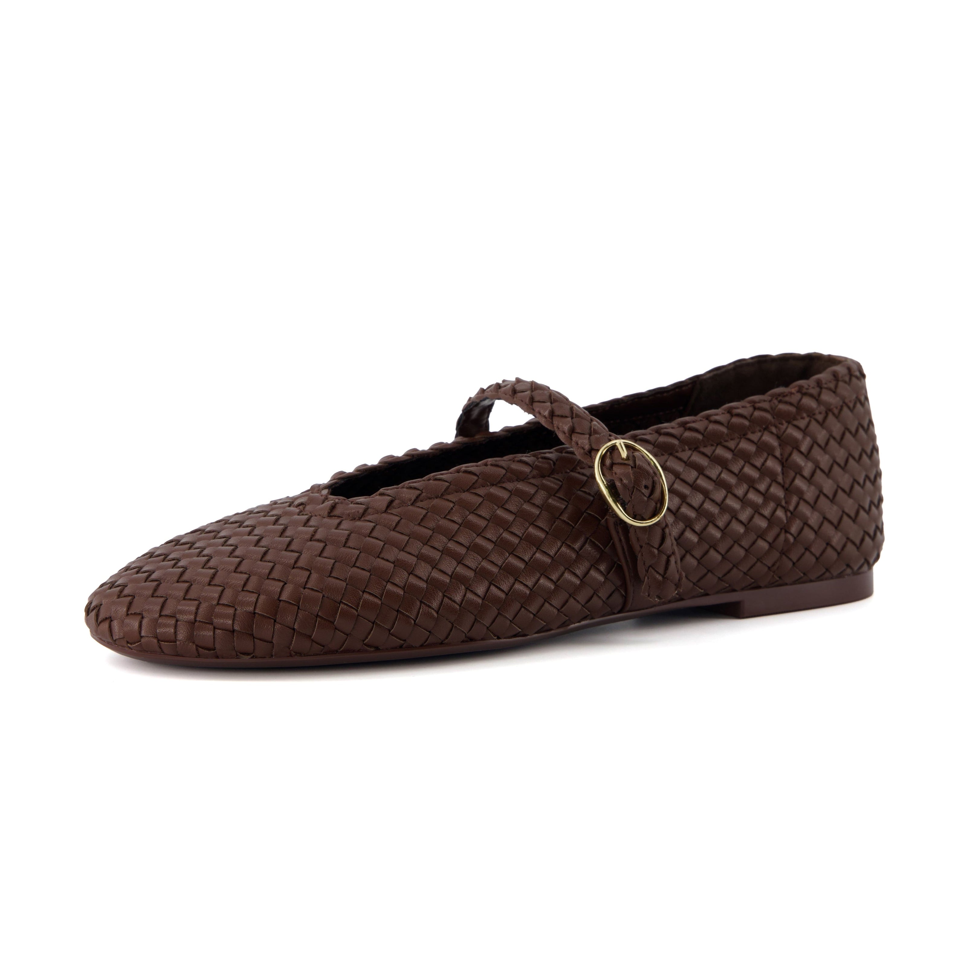 Bistro Woven Flats with Buckle Strap