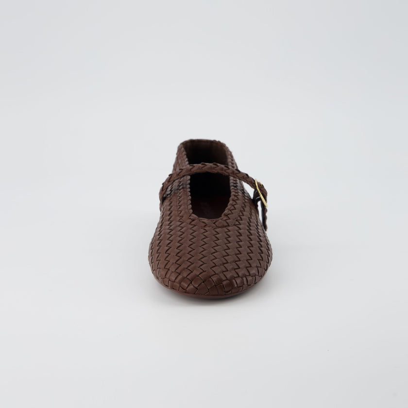 Bistro Woven Flats with Buckle Strap