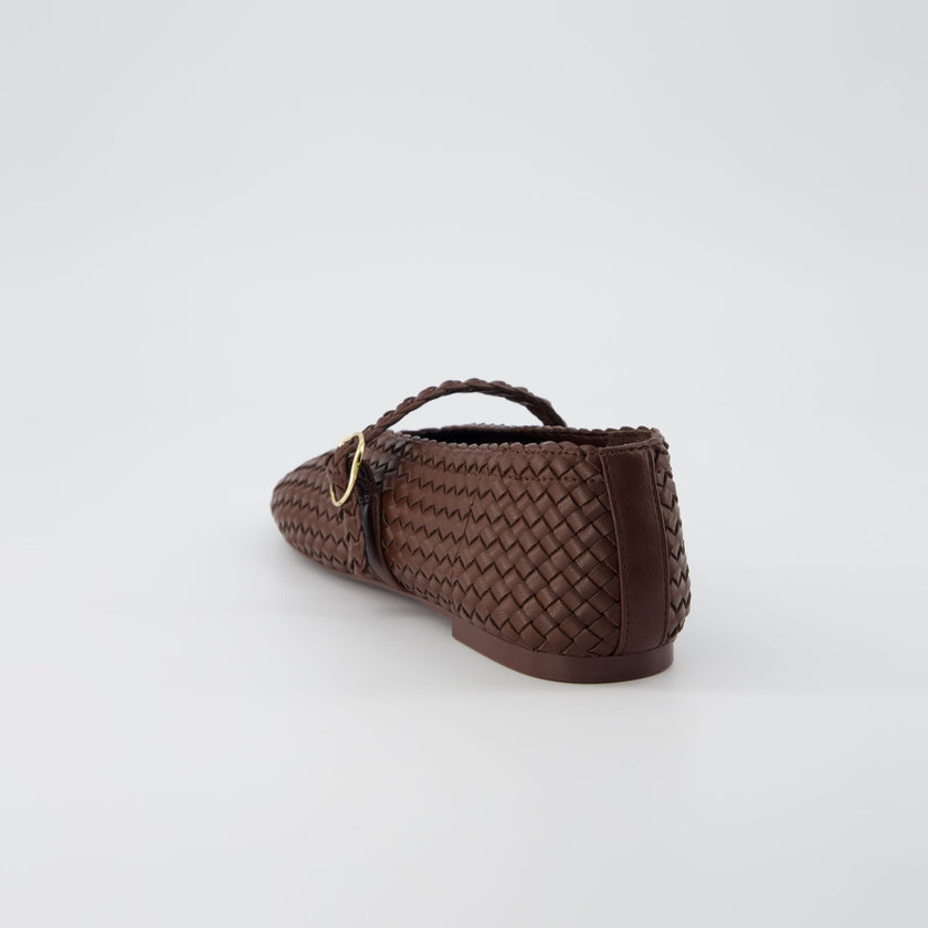 Bistro Woven Flats with Buckle Strap