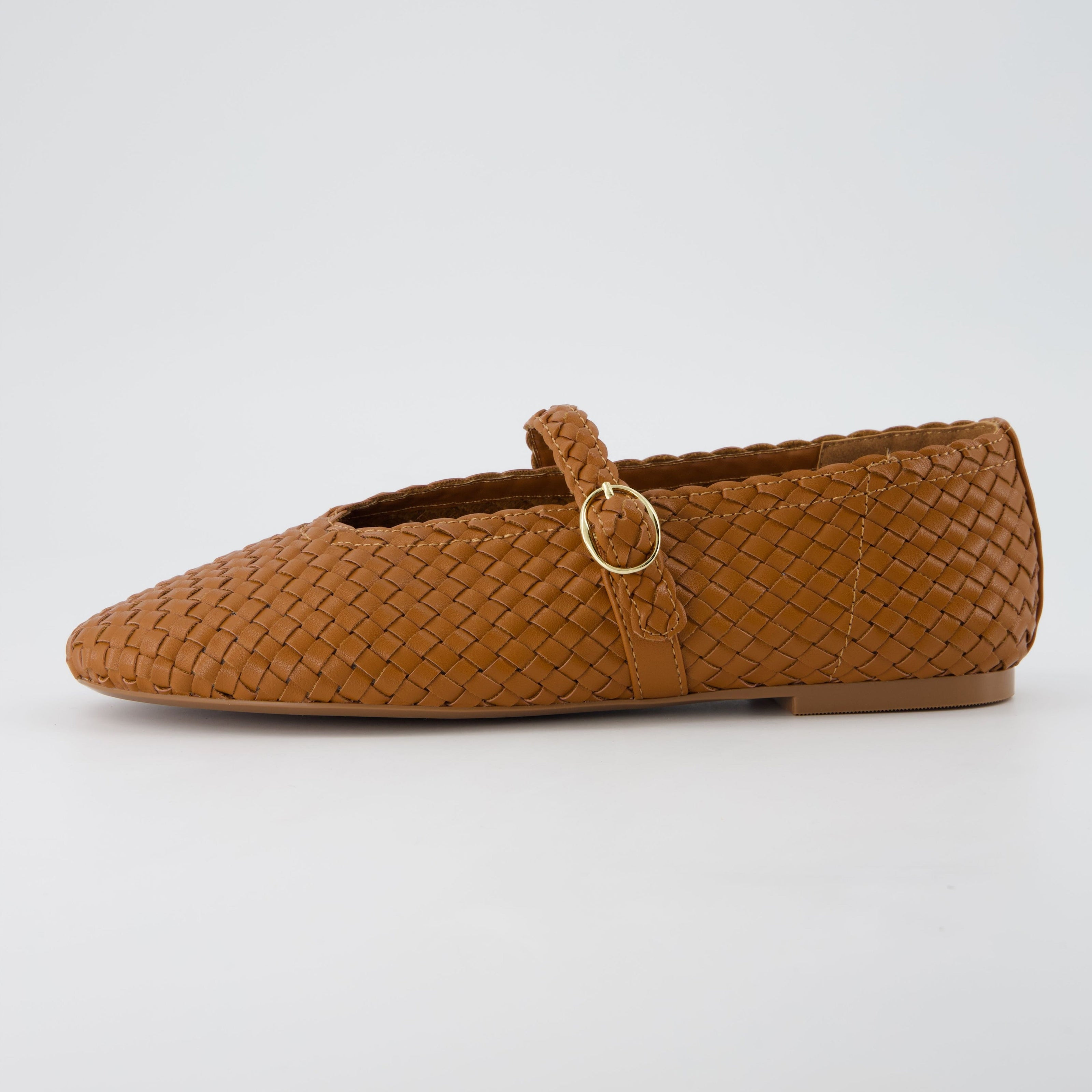 Bistro Woven Flats with Buckle Strap
