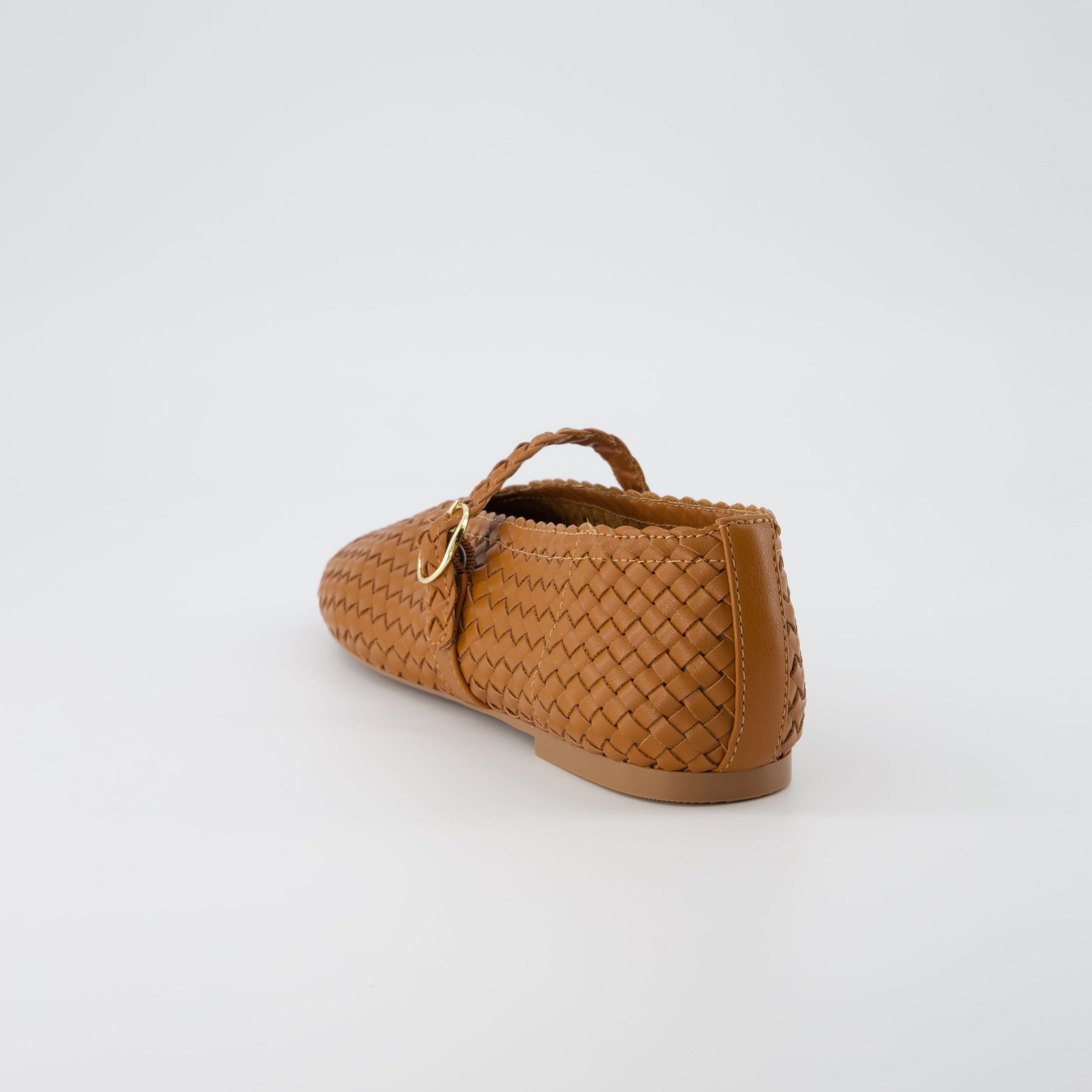 Bistro Woven Flats with Buckle Strap