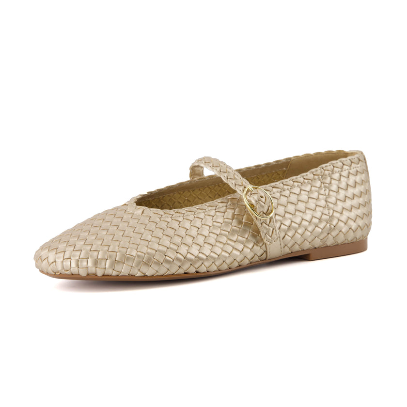 Bistro Woven Flats with Buckle Strap