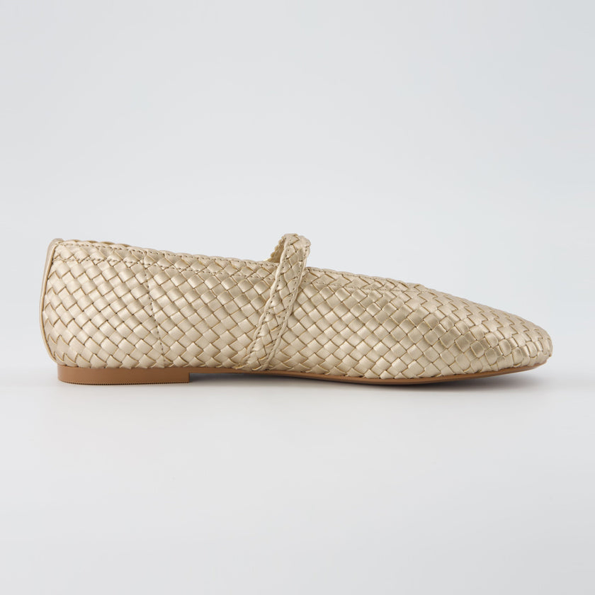 Bistro Woven Flats with Buckle Strap