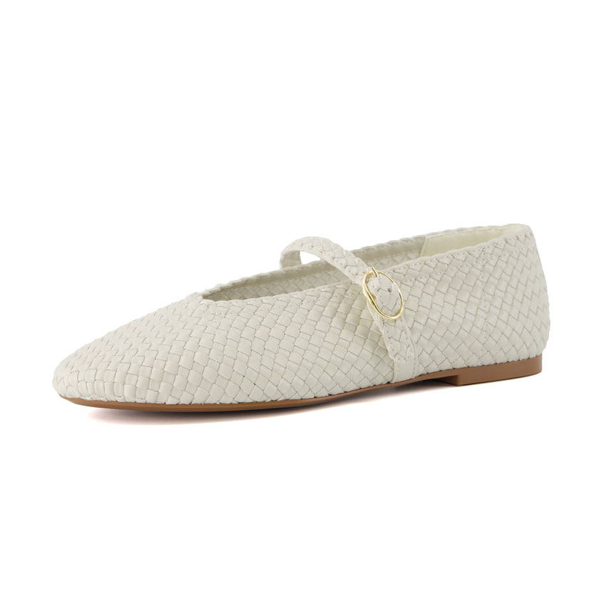 Bistro Woven Flats with Buckle Strap