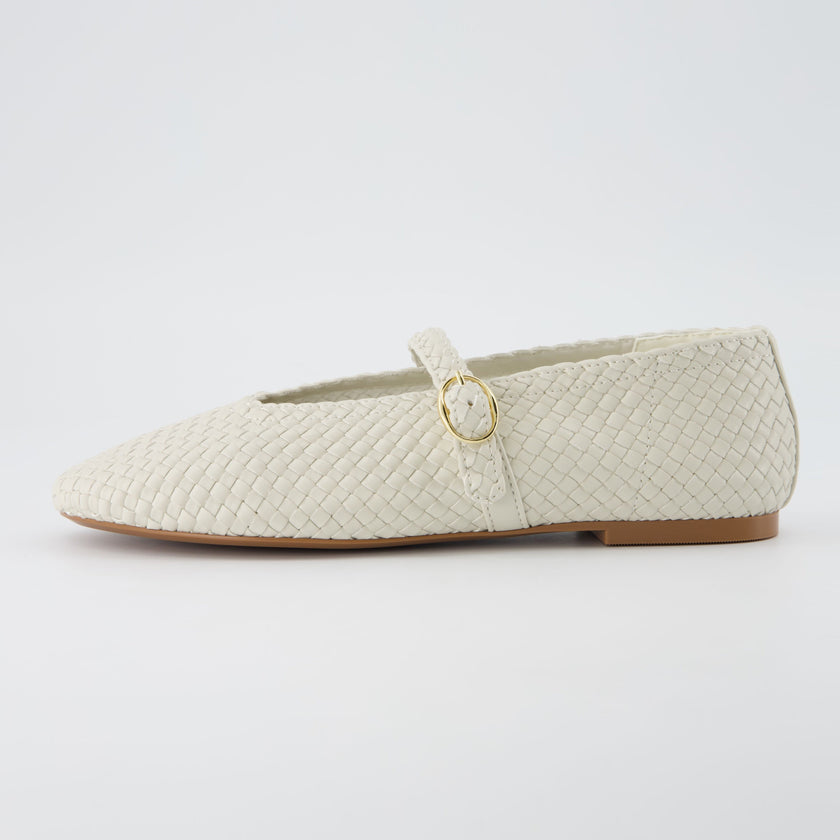 Bistro Woven Flats with Buckle Strap