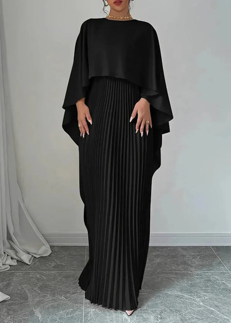 Makayla | Women’s Wedding Guest Pleated Cape Maxi Dress
