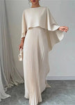Makayla | Women’s Wedding Guest Pleated Cape Maxi Dress