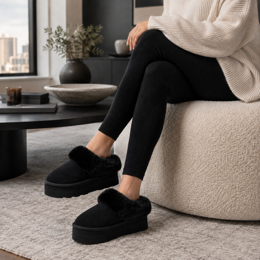 Husky Faux Fur Winter Clogs for Women