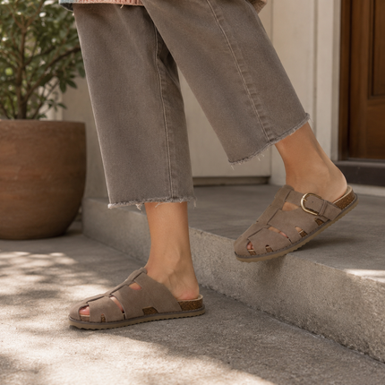 Benson Suede Buckle Clogs for Women