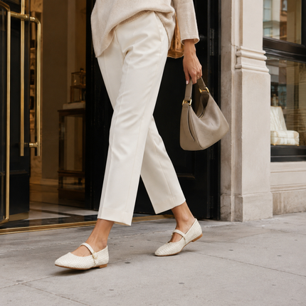 Bistro Woven Flats with Buckle Strap