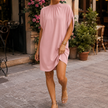 Mock neck midi dress for women with split batwing sleeves