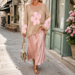 Bloom Crochet Top Floral Open Weave Long Sleeve