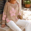 Bloom Crochet Top Floral Open Weave Long Sleeve