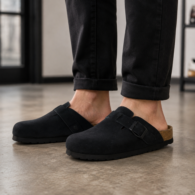 Women's Leather Clogs, Backless Slip-On Mules, Wide Width US 6-11