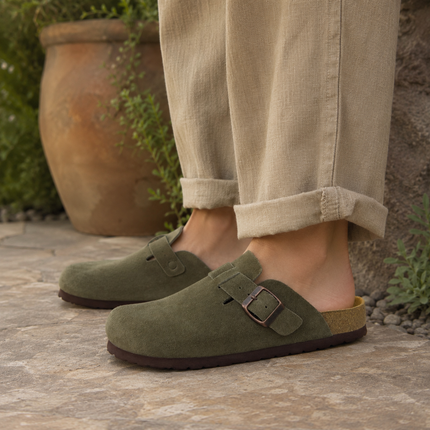 Women's Leather Clogs, Backless Slip-On Mules, Wide Width US 6-11