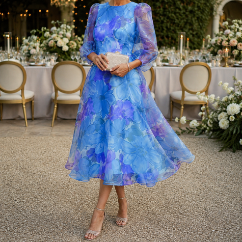 Blair | Women Wedding Guest Dress Formal Floral Midi Dress