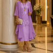 Caroline | Women Wedding Guest Dress Flowing Sheer Sleeve Midi Dress