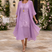 Caroline | Women Wedding Guest Dress Flowing Sheer Sleeve Midi Dress