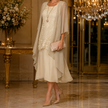 Caroline | Women Wedding Guest Dress Flowing Sheer Sleeve Midi Dress