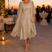Caroline | Women Wedding Guest Dress Flowing Sheer Sleeve Midi Dress