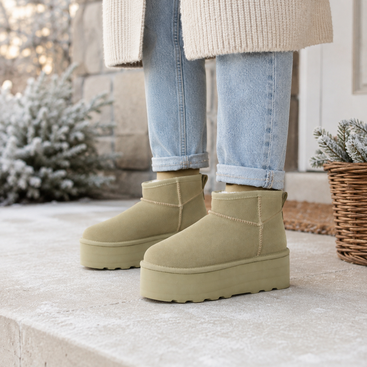 Hippy | Wide Width Platform Ankle Boots, Fur Lined