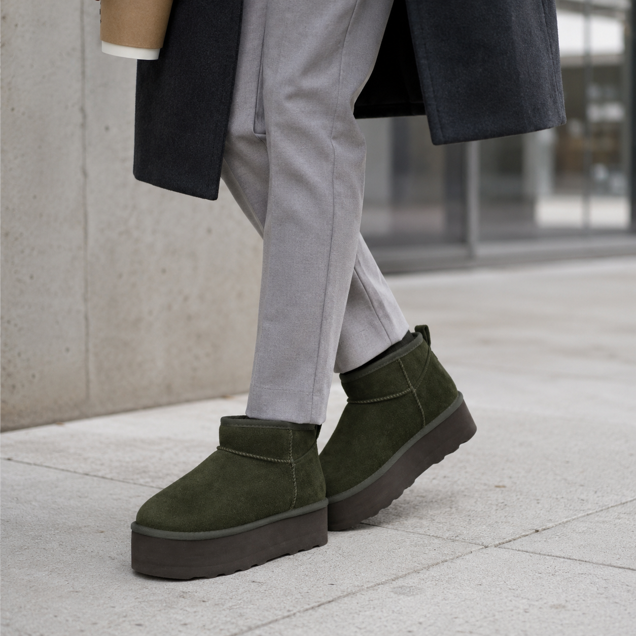 Hippy | Wide Width Platform Ankle Boots, Fur Lined