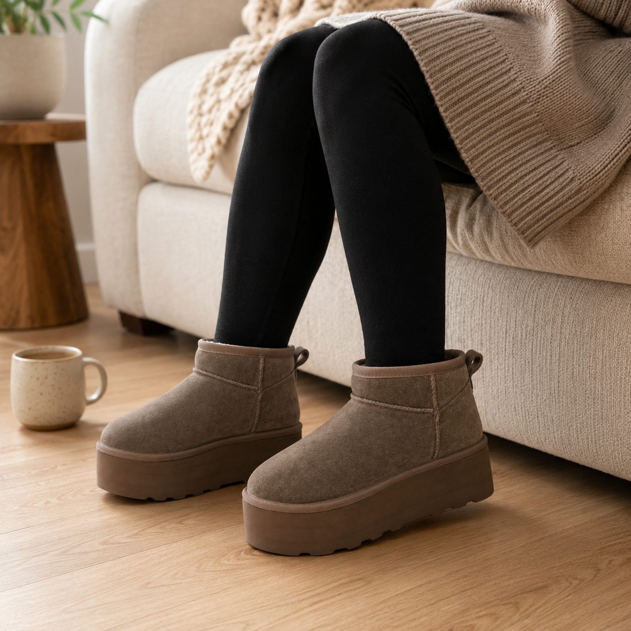 Hippy | Wide Width Platform Ankle Boots, Fur Lined