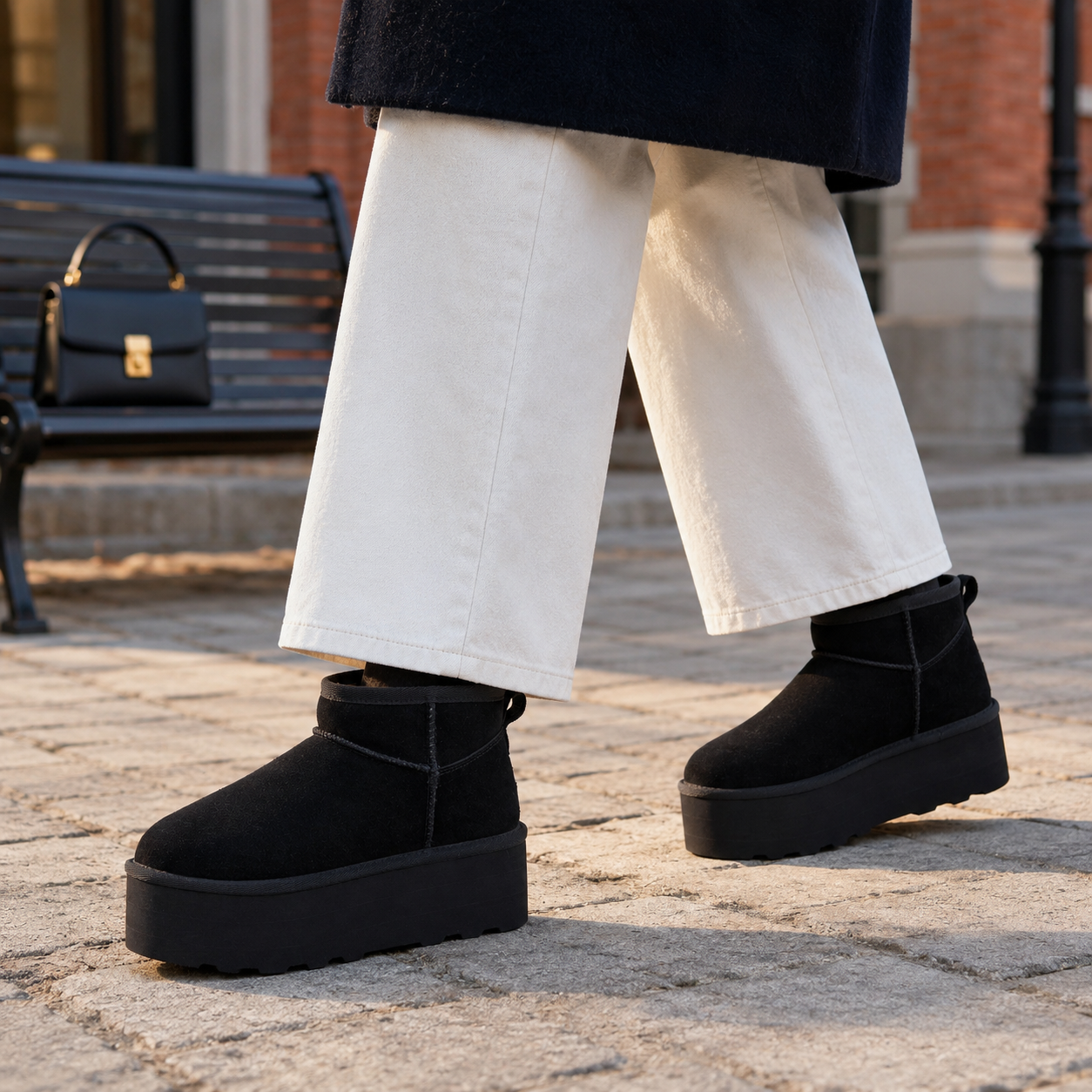 Hippy | Wide Width Platform Ankle Boots, Fur Lined