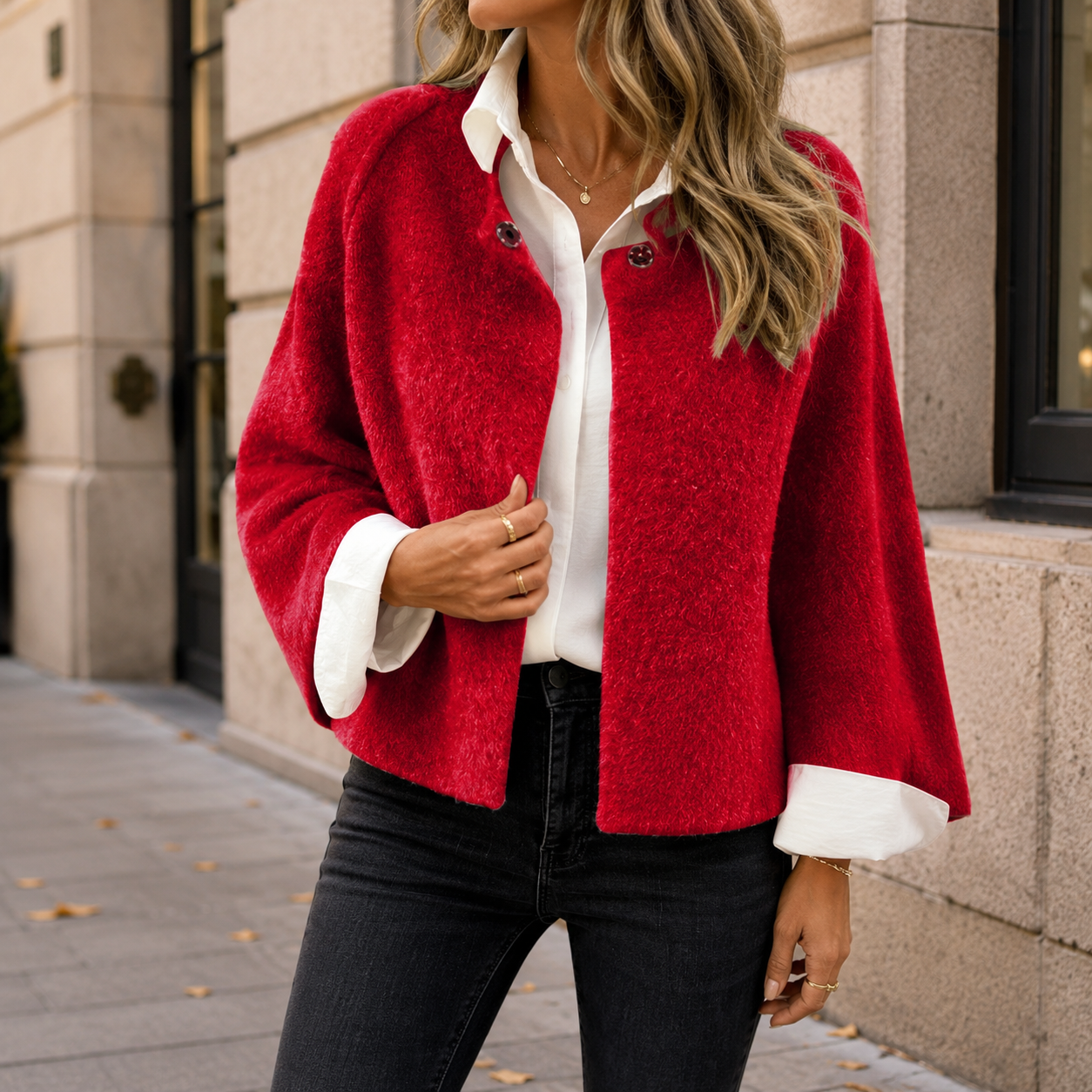 Veloura | Long Sleeve Round Neck Coat
