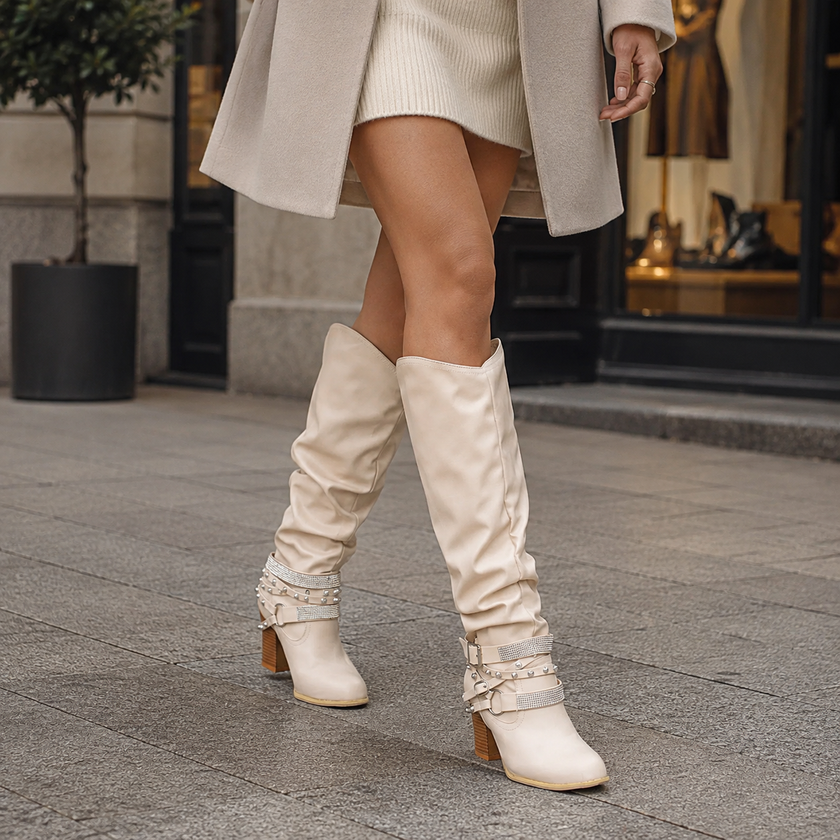 Slouch Knee High Boots for Women, Block Heel | Isla