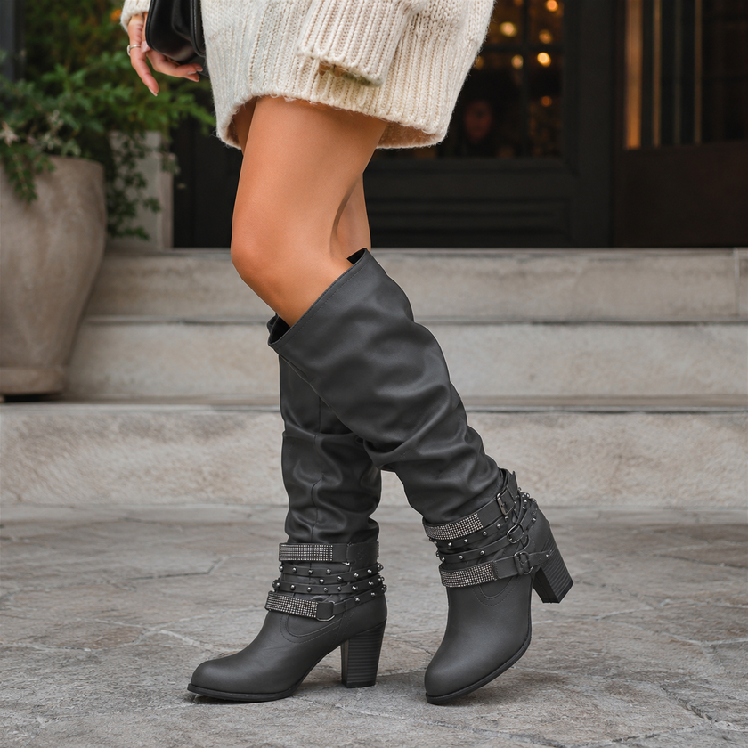 Slouch Knee High Boots for Women, Block Heel | Isla