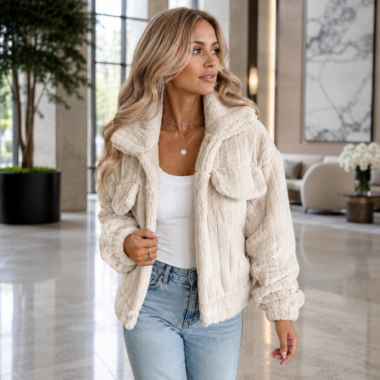 Oversized Sherpa Collared Jacket
