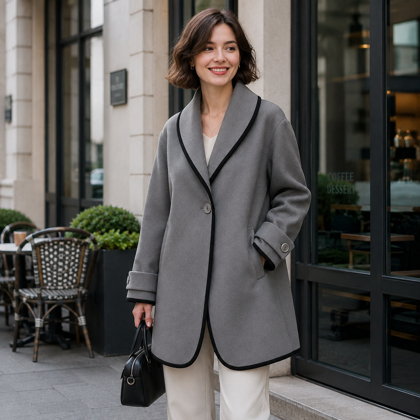 Oversized Swing Coat with Lapel