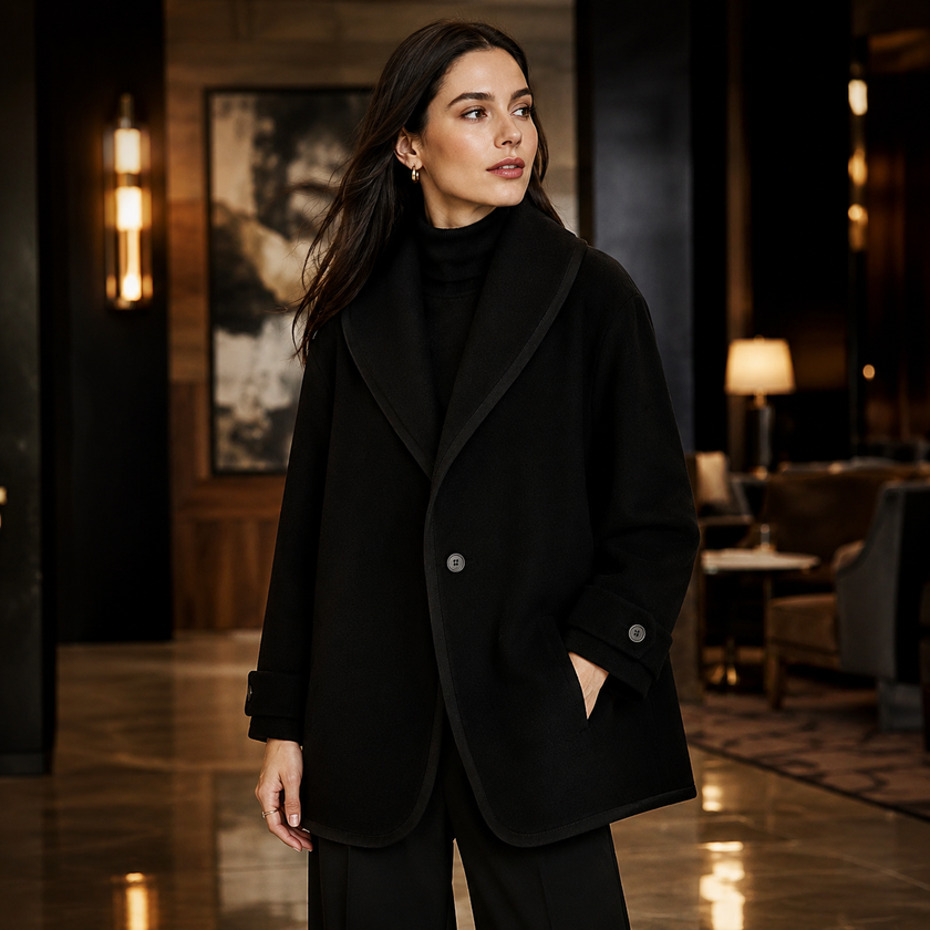 Oversized Swing Coat with Lapel