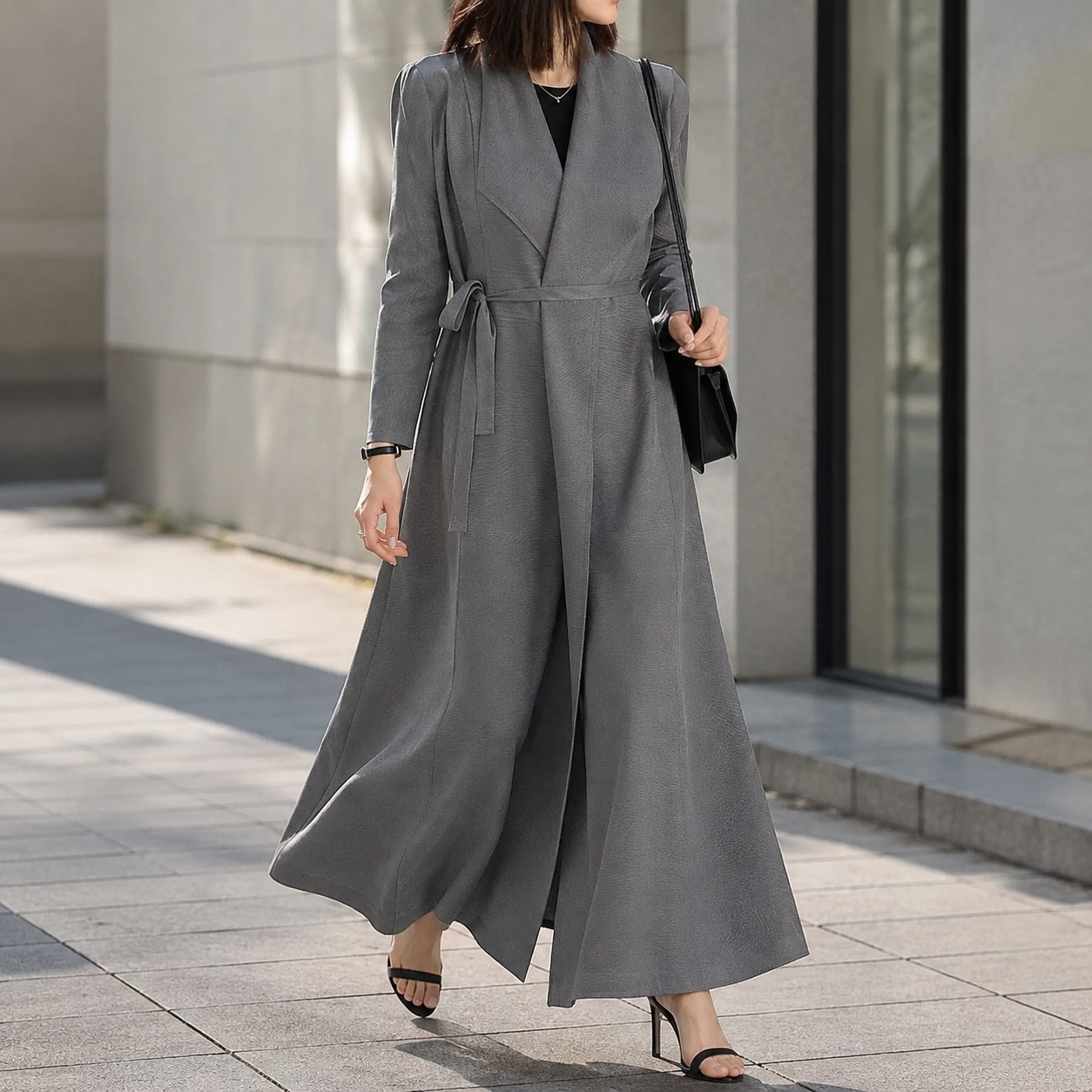 A-Line Wrap Maxi Dress with Belt
