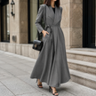 A-Line Wrap Maxi Dress with Belt