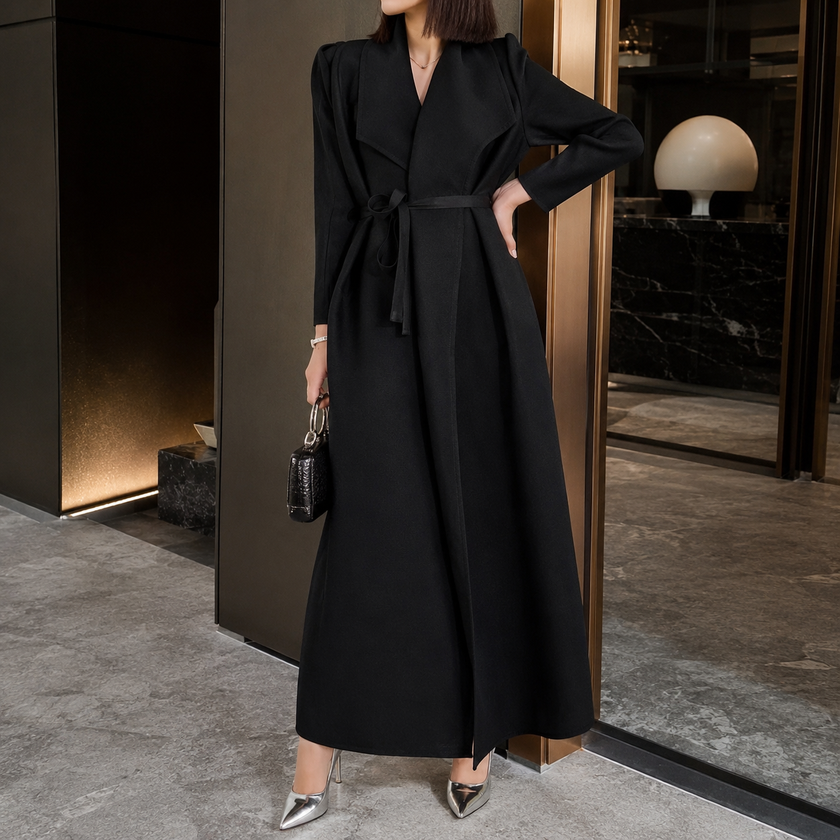 A-Line Wrap Maxi Dress with Belt