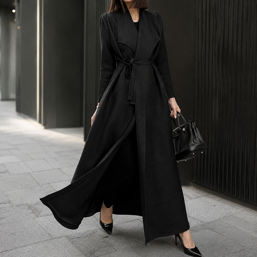 A-Line Wrap Maxi Dress with Belt