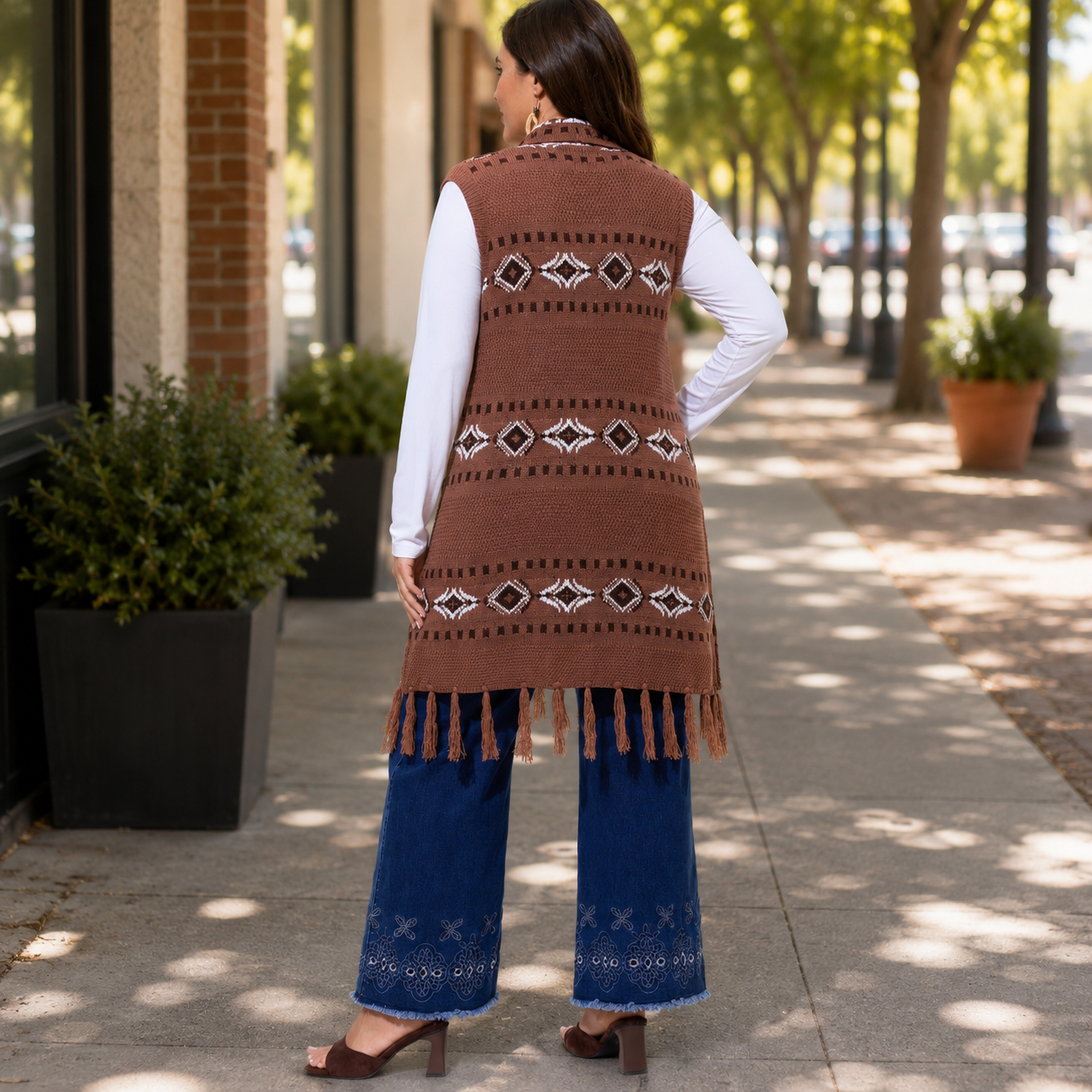 Fringe Hem Sweater Vest