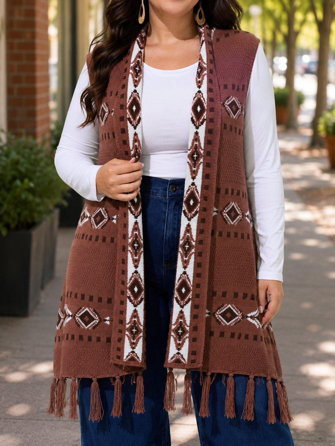 Fringe Hem Sweater Vest