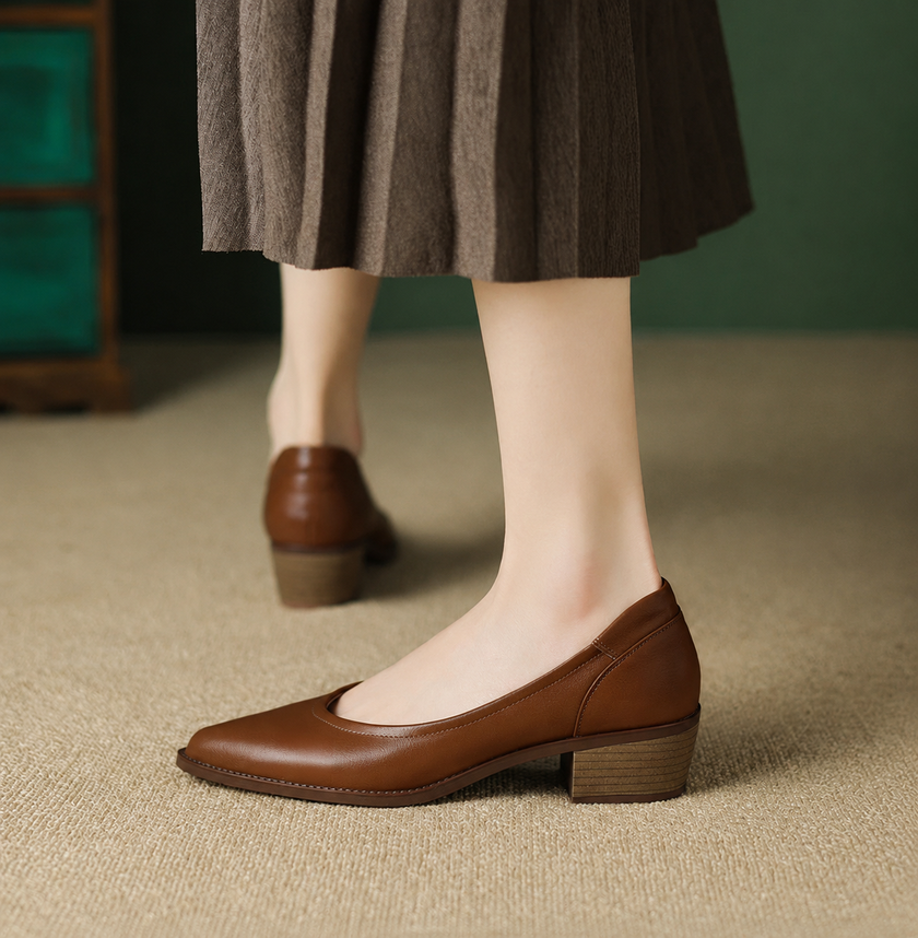 Cora Pointed Toe Block Heel Pumps
