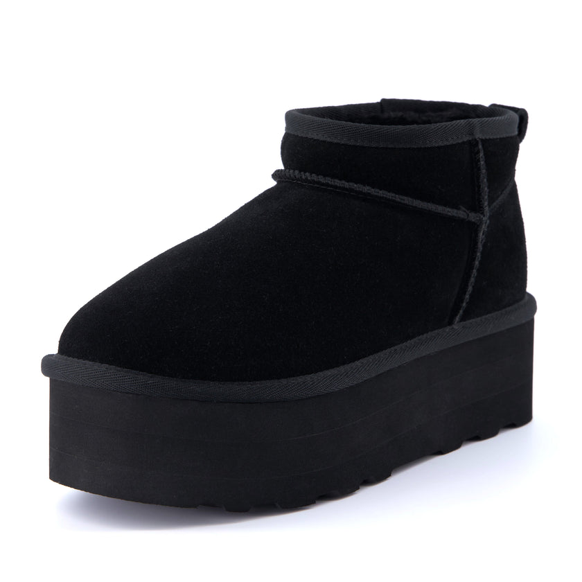 Hippy | Wide Width Platform Ankle Boots, Fur Lined